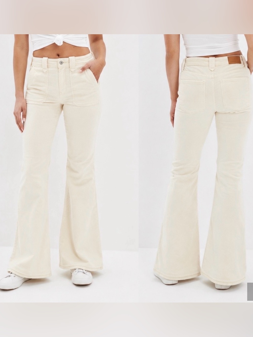 American Eagle Outfitters Cream Flared Jeans 225